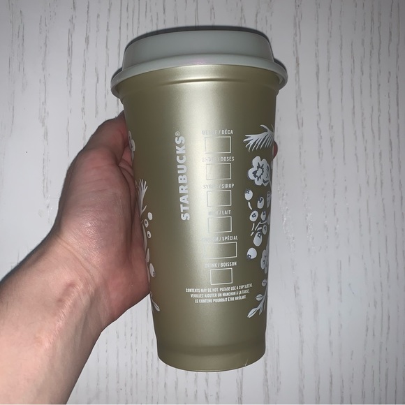 Starbucks 16 oz Gold Floral Coffee Cup NWT - Picture 3 of 4